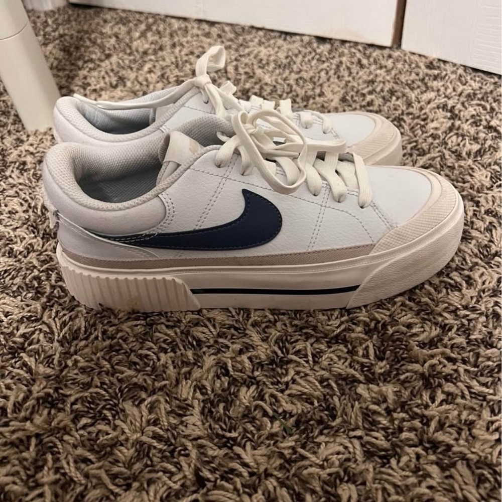 White and Navy Sneakers